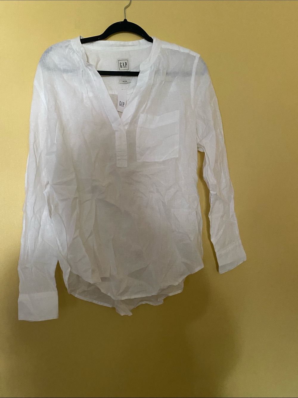 GAP White Long-Sleeve Popover Shirt
